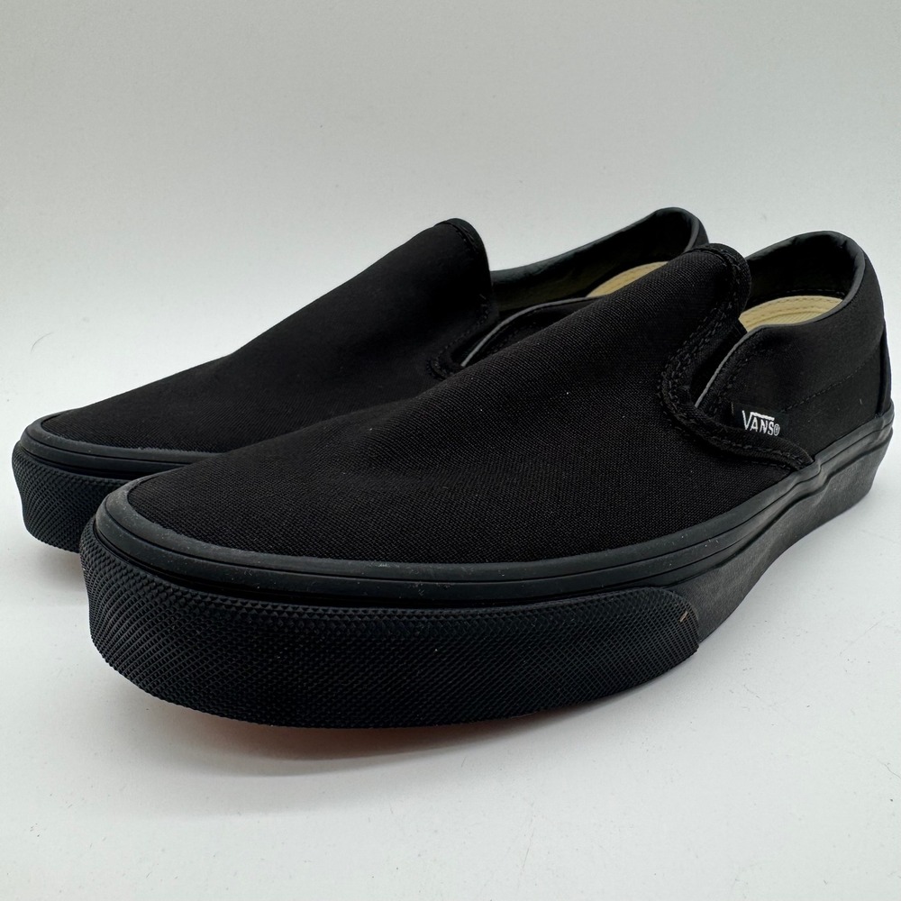 Vans Classic Slip-On Black Black Canvas Sneakers Men's Size 7.5 Women's Size 9